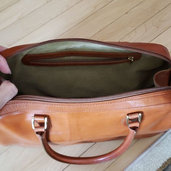 NEW * BRAHMIN Olivia Caramel Hampshire Italian Leather Crossbody Satchel Bag - Picture 9 of 12